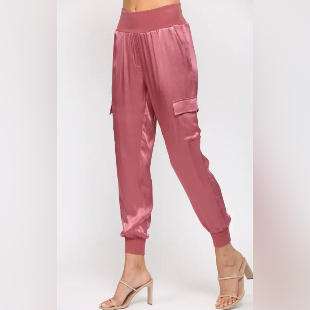 Satin Cargo Joggers - Picture 3 of 3